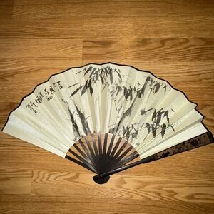 Elegant Black and Cream Chinese Fan Wall Fan Decor